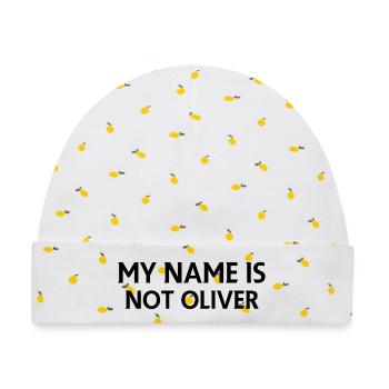 Mein Name ist nicht Oliver - Baby Premium Organic Mütze - Weiß/Zitronengelb - Vorne