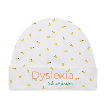 Dyslexie: Liebe alle Gehirne - Baby Premium Organic Mütze - Weiß/Zitronengelb - Vorne