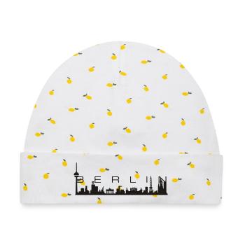 Berlin Skyline - Baby Premium Organic Mütze - Weiß/Zitronengelb - Vorne