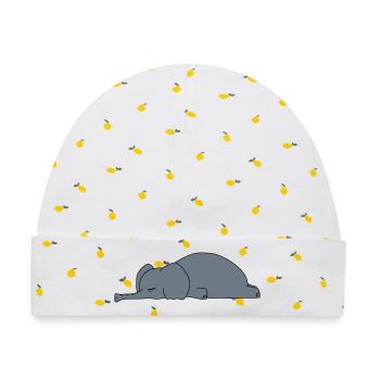 Fauler Elefant Schlaft Lustiger Sarkasmus Tierdesign - Baby Premium Organic Mütze - Weiß/Zitronengelb - Vorne