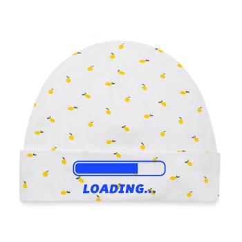 Loading - Baby Premium Organic Mütze - Weiß/Zitronengelb - Vorne