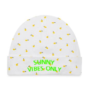 Nur sonnige Vibes - Baby Premium Organic Mütze - Weiß/Zitronengelb - Vorne