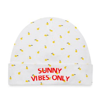 Nur sonnige Vibes - Baby Premium Organic Mütze - Weiß/Zitronengelb - Vorne