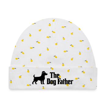 Der Hundevater Horizontale Fedora-Hundekunst - Baby Premium Organic Mütze - Weiß/Zitronengelb - Vorne