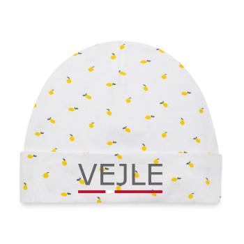 Vejle - Denmark Flag - Dänemark - Baby Premium Organic Mütze - Weiß/Zitronengelb - Vorne