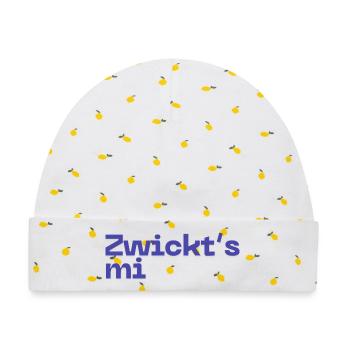 Zwickt's mi - Austropop - Baby Premium Organic Mütze - Weiß/Zitronengelb - Vorne