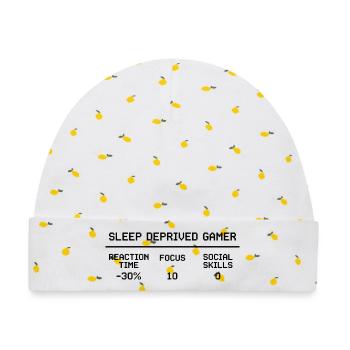  Sleep Deprived Gamer RPG Stat Block Video Game - Baby Premium Organic Mütze - Weiß/Zitronengelb - Vorne