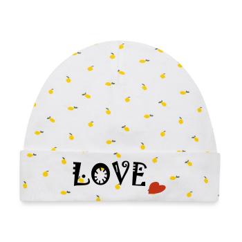 LOVE - Baby Premium Organic Mütze - Weiß/Zitronengelb - Vorne