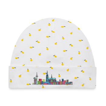 Kölner Stadtschirm Dom: Moderne Linienkunst - Baby Premium Organic Mütze - Weiß/Zitronengelb - Vorne