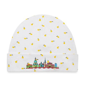 Dresdener Stadtskyline Frauenkirche Linienkunst - Baby Premium Organic Mütze - Weiß/Zitronengelb - Vorne
