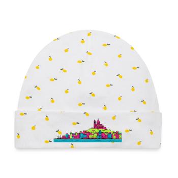 Marseille City Skyline Basilika Moderne Linienkunst - Baby Premium Organic Mütze - Weiß/Zitronengelb - Vorne