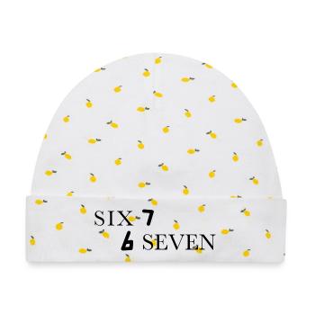 Six Seven 67 Meme Sechs Sieben - Baby Premium Organic Mütze - Weiß/Zitronengelb - Vorne
