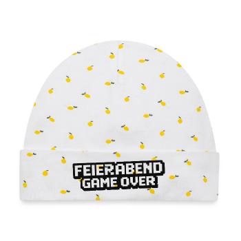 Feierabend Gameover Pixelstil - Baby Premium Organic Mütze - Weiß/Zitronengelb - Vorne