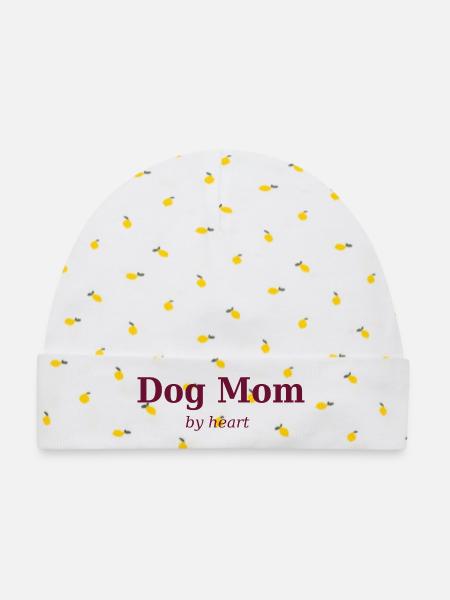 Dog_mom_by_heart - Baby Premium Organic Mütze - Weiß/Zitronengelb