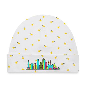 Jakarta City Skyline Monas Monument Moderne Kunst - Baby Premium Organic Mütze - Weiß/Zitronengelb - Vorne