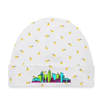 Manila City Skyline Rizal Monument Moderne Kunst - Baby Premium Organic Mütze - Weiß/Zitronengelb - Vorne