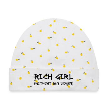 Rich Girl – Ohne Geld, Aber Mit Attitüde - Baby Premium Organic Mütze - Weiß/Zitronengelb - Vorne
