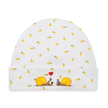 Snail-Love - Baby Premium Organic Mütze - Weiß/Zitronengelb - Vorne