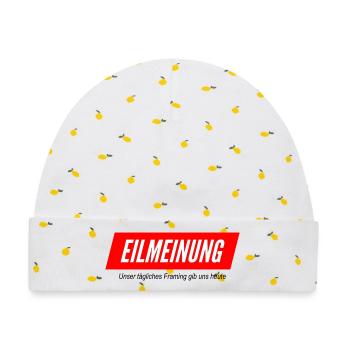 Eilmeinung - Baby Premium Organic Mütze - Weiß/Zitronengelb - Vorne