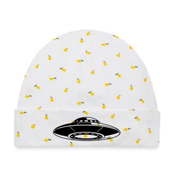 UFO - Baby Premium Organic Mütze - Weiß/Zitronengelb - Vorne