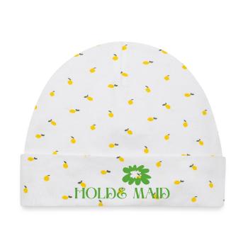 Holde Maid - Wortschätze - vergessene Wörter - Baby Premium Organic Mütze - Weiß/Zitronengelb - Vorne