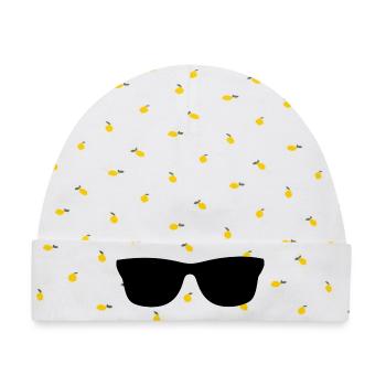 Sonnenbrille - Baby Premium Organic Mütze - Weiß/Zitronengelb - Vorne