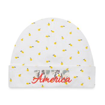 1776 America Script Overlay - Baby Premium Organic Mütze - Weiß/Zitronengelb - Vorne