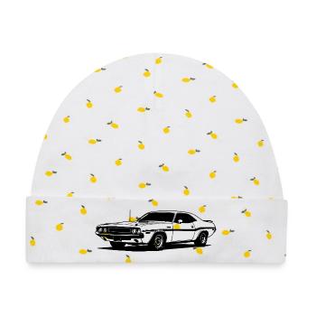 American Muscle Car - Baby Premium Organic Mütze - Weiß/Zitronengelb - Vorne