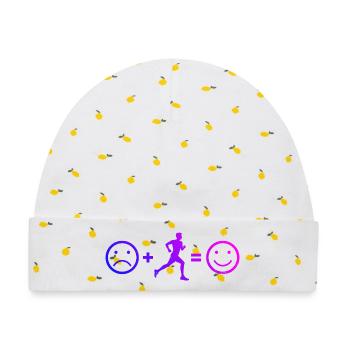 Geschenkidee für einen Running mit Running - Baby Premium Organic Mütze - Weiß/Zitronengelb - Vorne