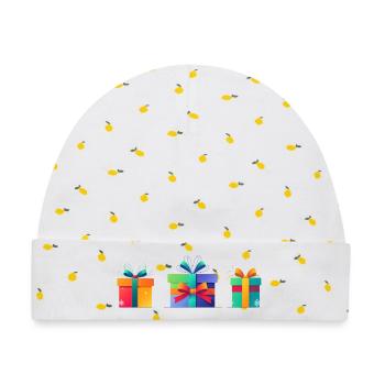 Regenbogen-Geschenkboxen Trio - Baby Premium Organic Mütze - Weiß/Zitronengelb - Vorne