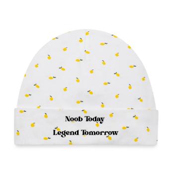 Noob Today, Legend Tomorrow - Baby Premium Organic Mütze - Weiß/Zitronengelb - Vorne