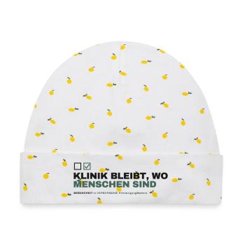 KLINIK BLEIBT, WO MENSCHEN SIND - Baby Premium Organic Mütze - Weiß/Zitronengelb - Vorne