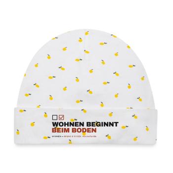 WOHNEN BEGINNT BEIM BODEN — (Boden) - Baby Premium Organic Mütze - Weiß/Zitronengelb - Vorne