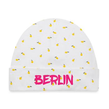 Berlin - Deutschland - Hauptstadt - Berliner Bär - Baby Premium Organic Mütze - Weiß/Zitronengelb - Vorne