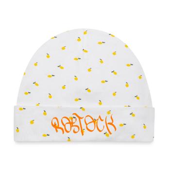 Rostock Graffiti Orange - Baby Premium Organic Mütze - Weiß/Zitronengelb - Vorne