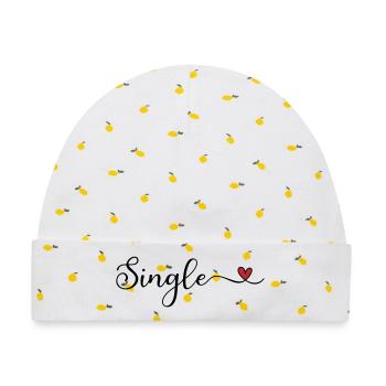 Single handgeschriebener Schriftzug mit Herz - Baby Premium Organic Mütze - Weiß/Zitronengelb - Vorne