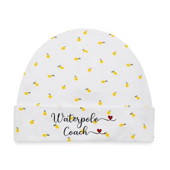 Wasserballtrainer mit Herzdesign - Baby Premium Organic Mütze - Weiß/Zitronengelb - Vorne
