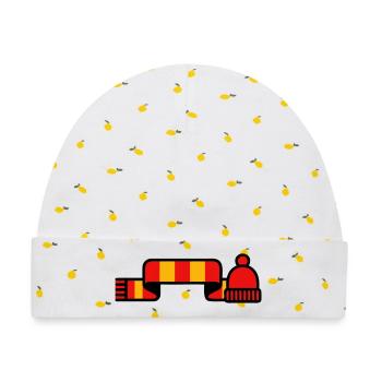 Fanschal Muetze Stadion Logo - Baby Premium Organic Mütze - Weiß/Zitronengelb - Vorne