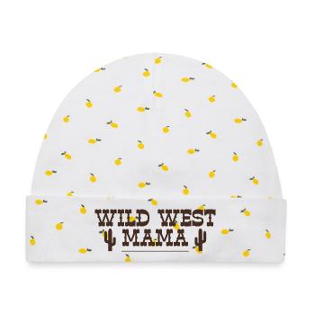 Mama Geschenk Wild West Country Western - Baby Premium Organic Mütze - Weiß/Zitronengelb - Vorne