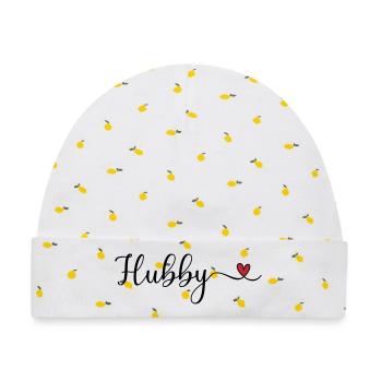 Hubby Heart - Baby Premium Organic Mütze - Weiß/Zitronengelb - Vorne