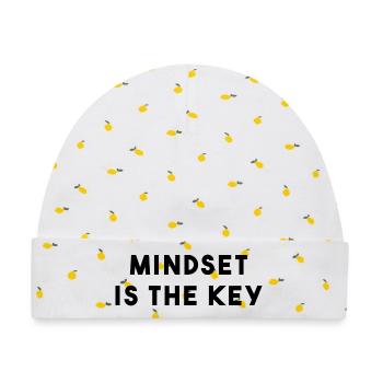 Mindset Key - Baby Premium Organic Mütze - Weiß/Zitronengelb - Vorne