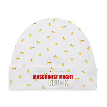 Maschinist macht Druck – Shirt fürs Nachwuchs‑Team - Baby Premium Organic Mütze - Weiß/Zitronengelb - Vorne