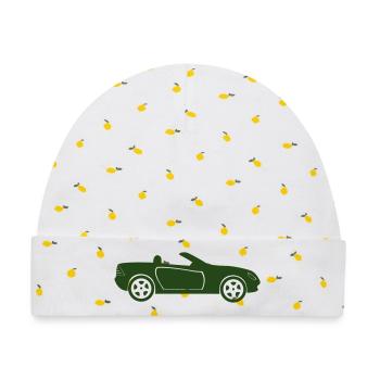 Auto Cabrio Silhouette - Baby Premium Organic Mütze - Weiß/Zitronengelb - Vorne