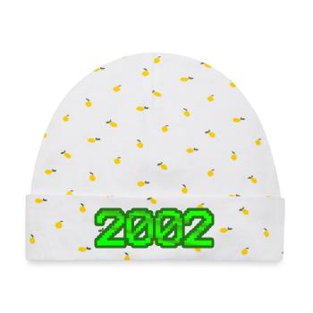 Nerd 2002 - Baby Premium Organic Mütze - Weiß/Zitronengelb - Vorne