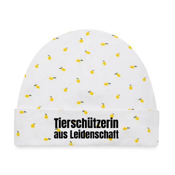 Tierschützerin aus Leidenschaft Tiere Geschenk - Baby Premium Organic Mütze - Weiß/Zitronengelb - Vorne