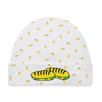 Sandwich Slipper Motiv - Baby Premium Organic Mütze - Weiß/Zitronengelb - Vorne