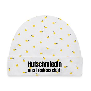 Hufschmiedin aus Leidenschaft Pferde Geschenk - Baby Premium Organic Mütze - Weiß/Zitronengelb - Vorne