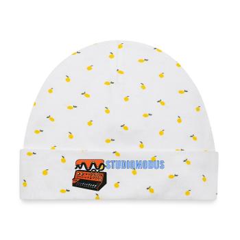 Studiomodus. – Bedroom Producer / Synth – Motiv. - Baby Premium Organic Mütze - Weiß/Zitronengelb - Vorne