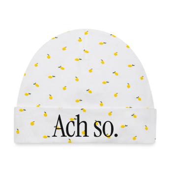 Ach so. | Reduzierter Typografie-Spruch - Baby Premium Organic Mütze - Weiß/Zitronengelb - Vorne