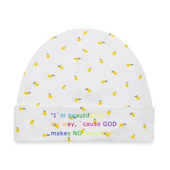 I`m beautiful `cause GOD makes NO mistakes - Baby Premium Organic Mütze - Weiß/Zitronengelb - Vorne